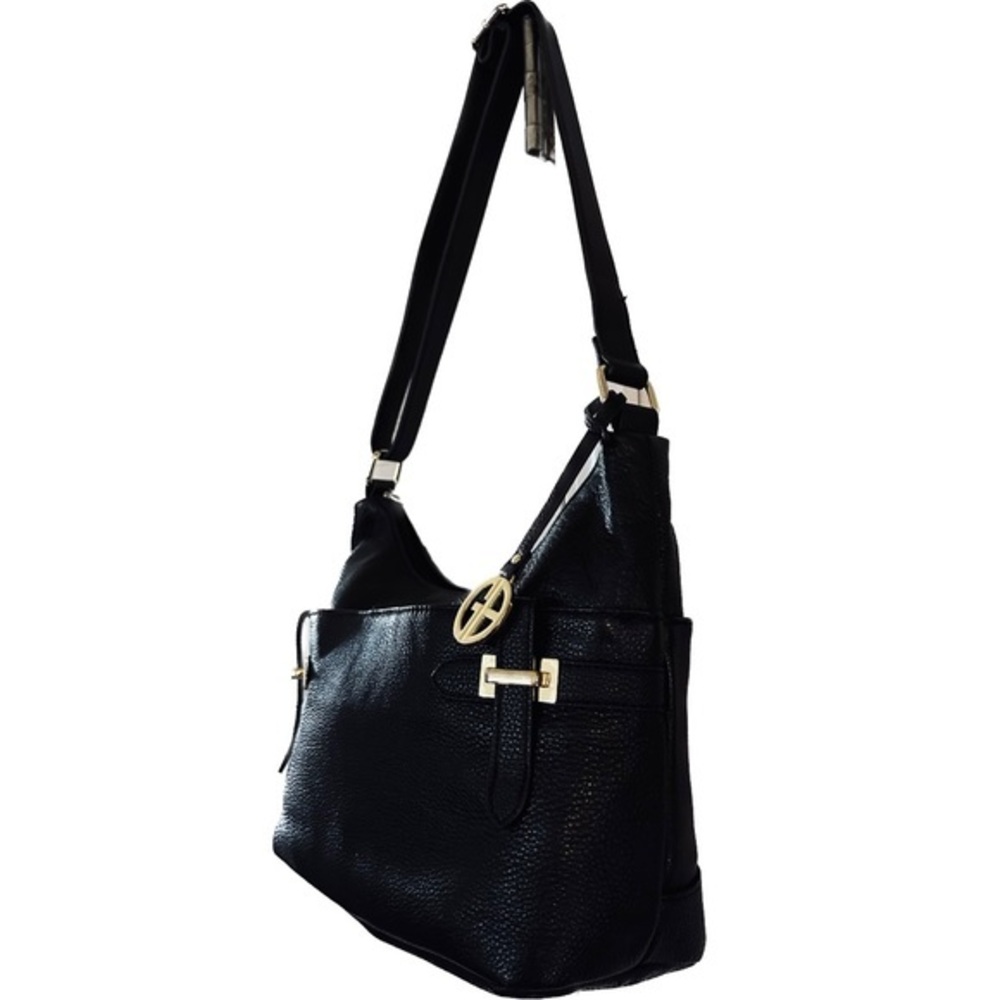 EUC Giani Bernini black leather adjustable shoulder handbag simple & classic